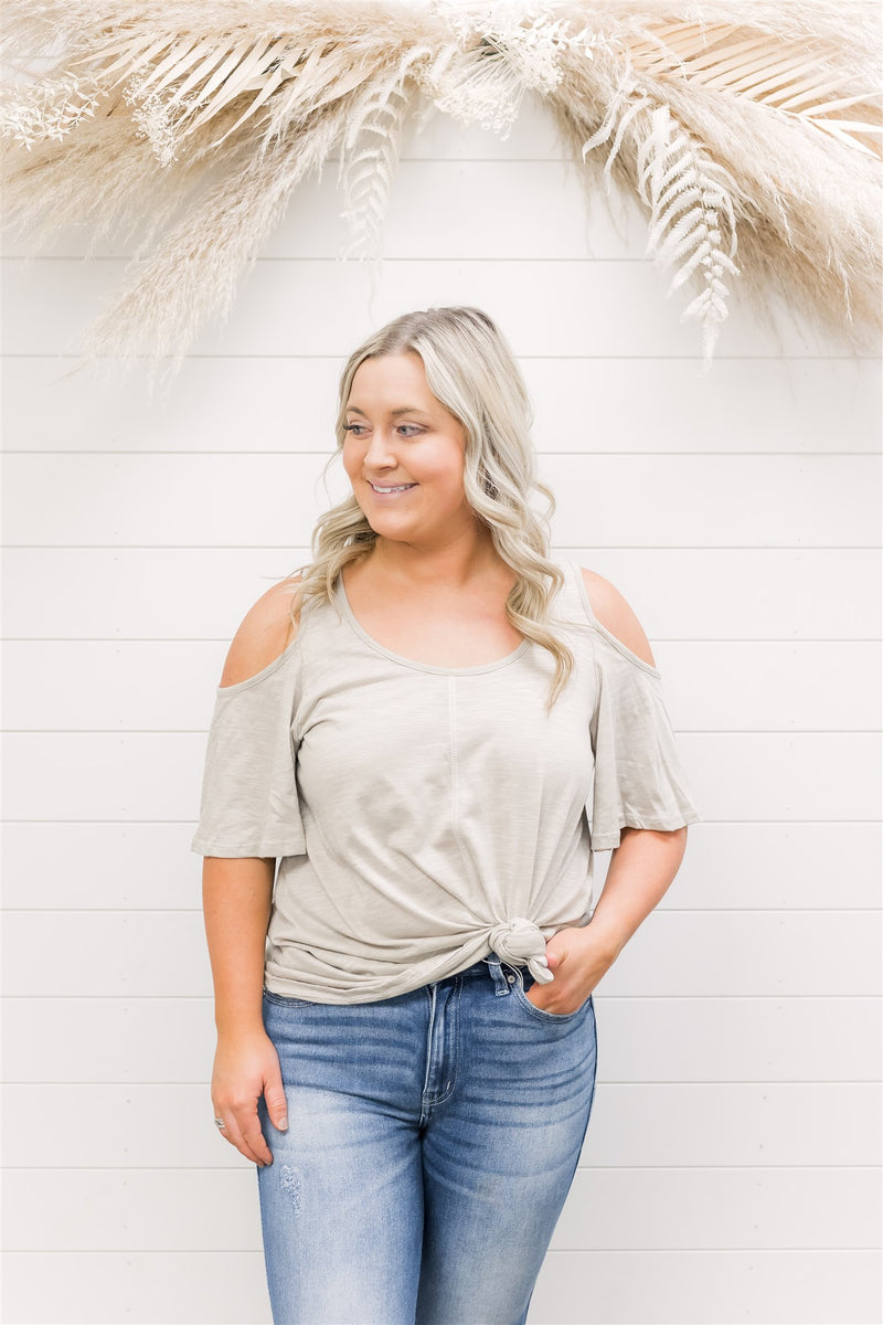 Sia Oatmeal Cold Shoulder Top